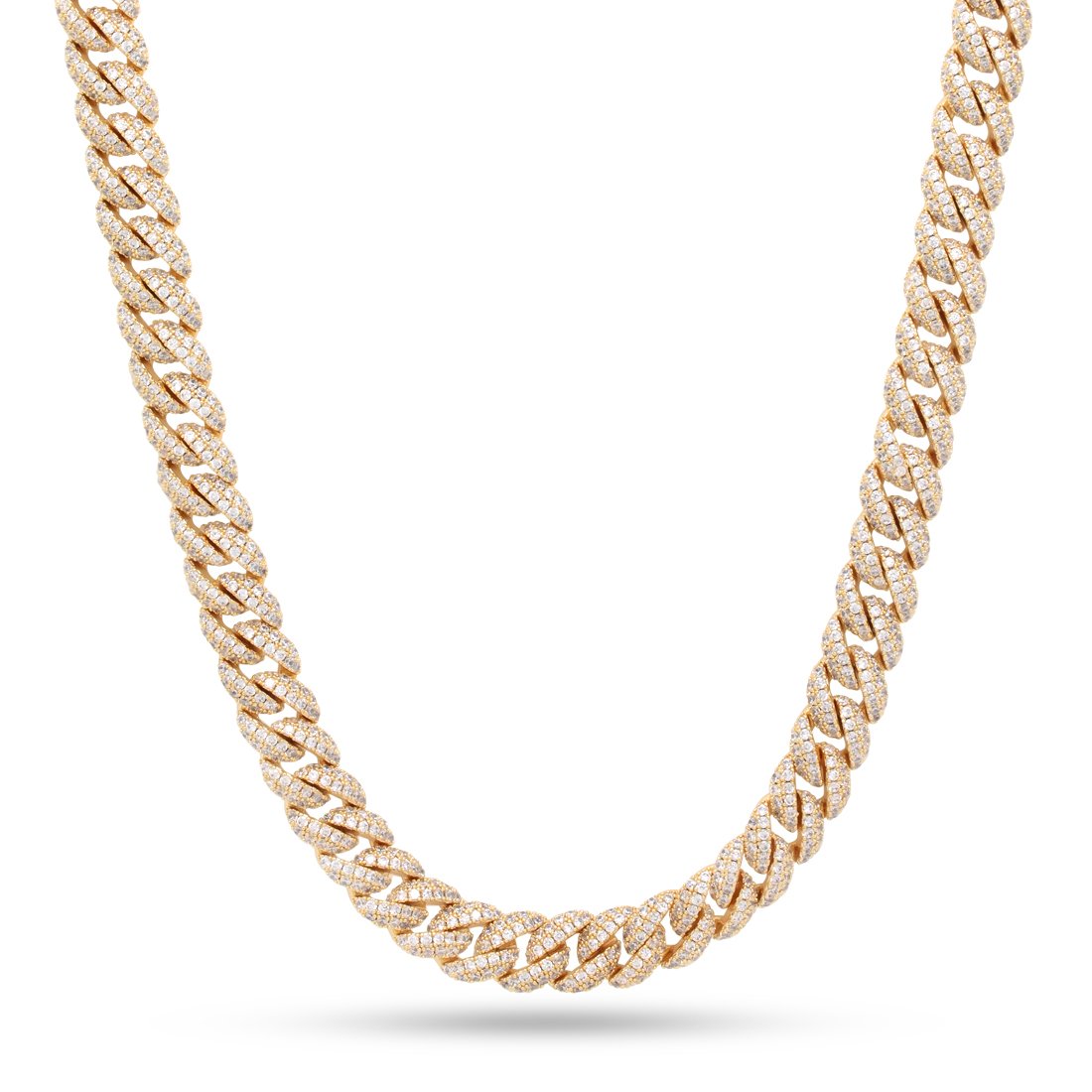 10mm Iced Miami Cuban Link Chain  in  Gold Plated / 14K Gold / 18" by King Ice
