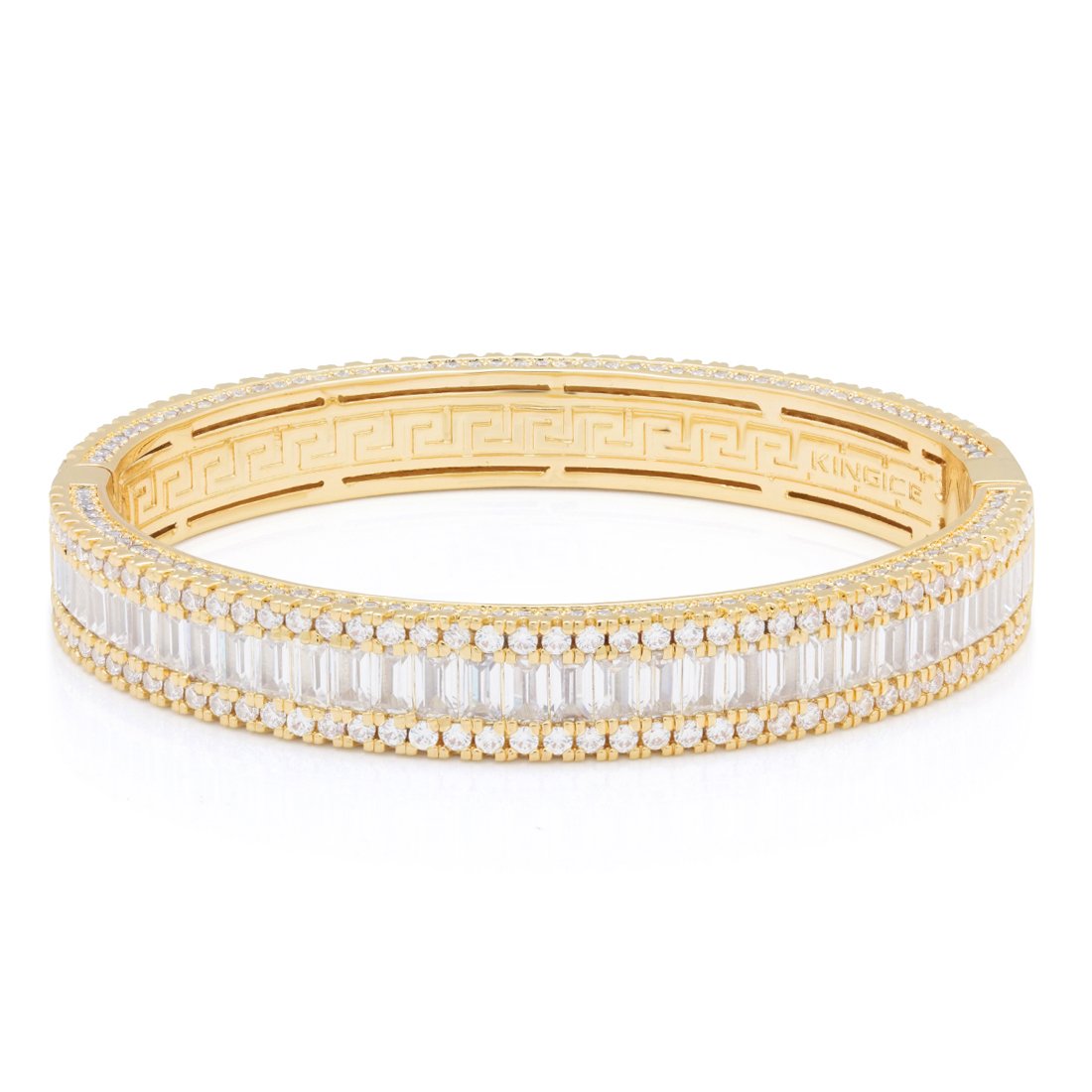 11mm Baguette-Cut Bangle Bracelet  in  14K Gold / 8" by King Ice