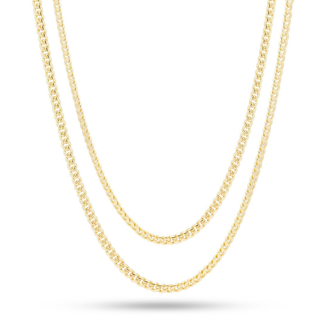 3mm Miami Cuban Link Chain Choker Set  in  Gold Plated / 14K Gold / 18"/20" by King Ice
