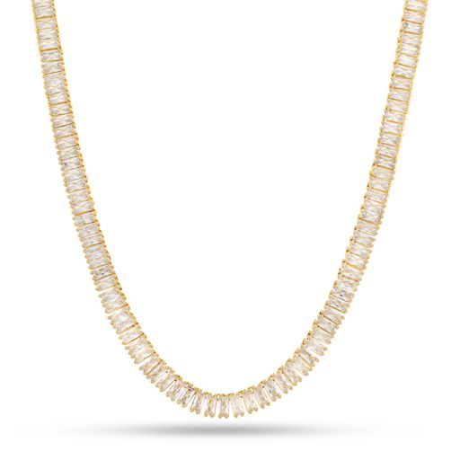 6mm Baguette Tennis Chain  in  Gold Plated / 14K Gold / 18" by King Ice