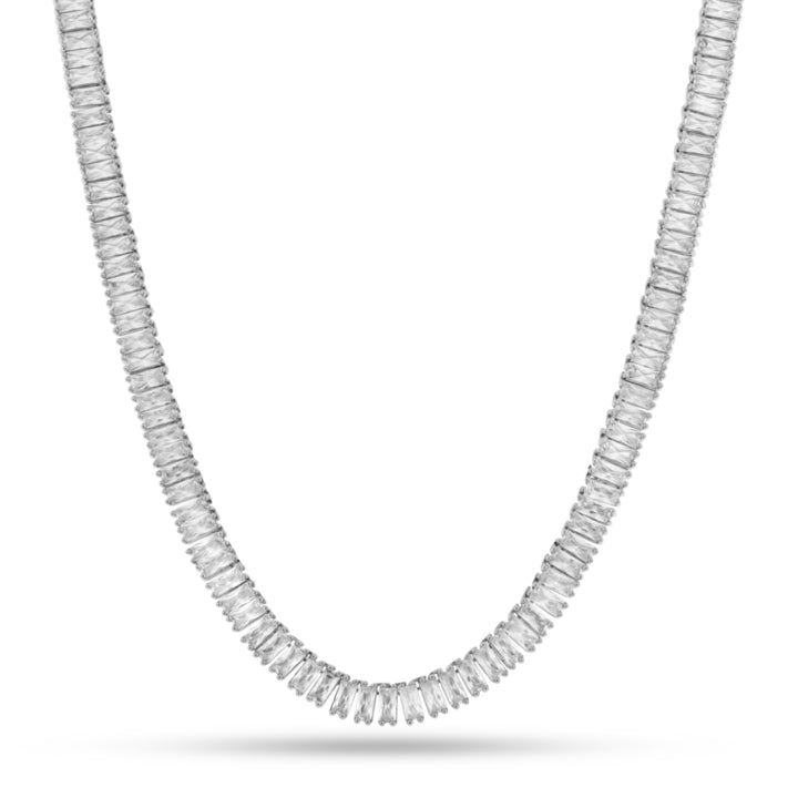 6mm Baguette Tennis Chain  in  Gold Plated / White Gold / 18" by King Ice