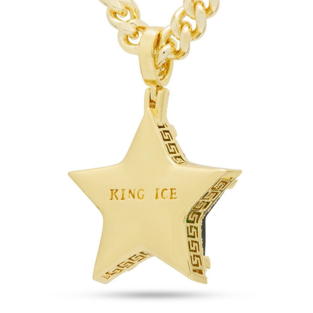 Emerald Star Necklace  in  14K Gold / 2.2" by King Ice