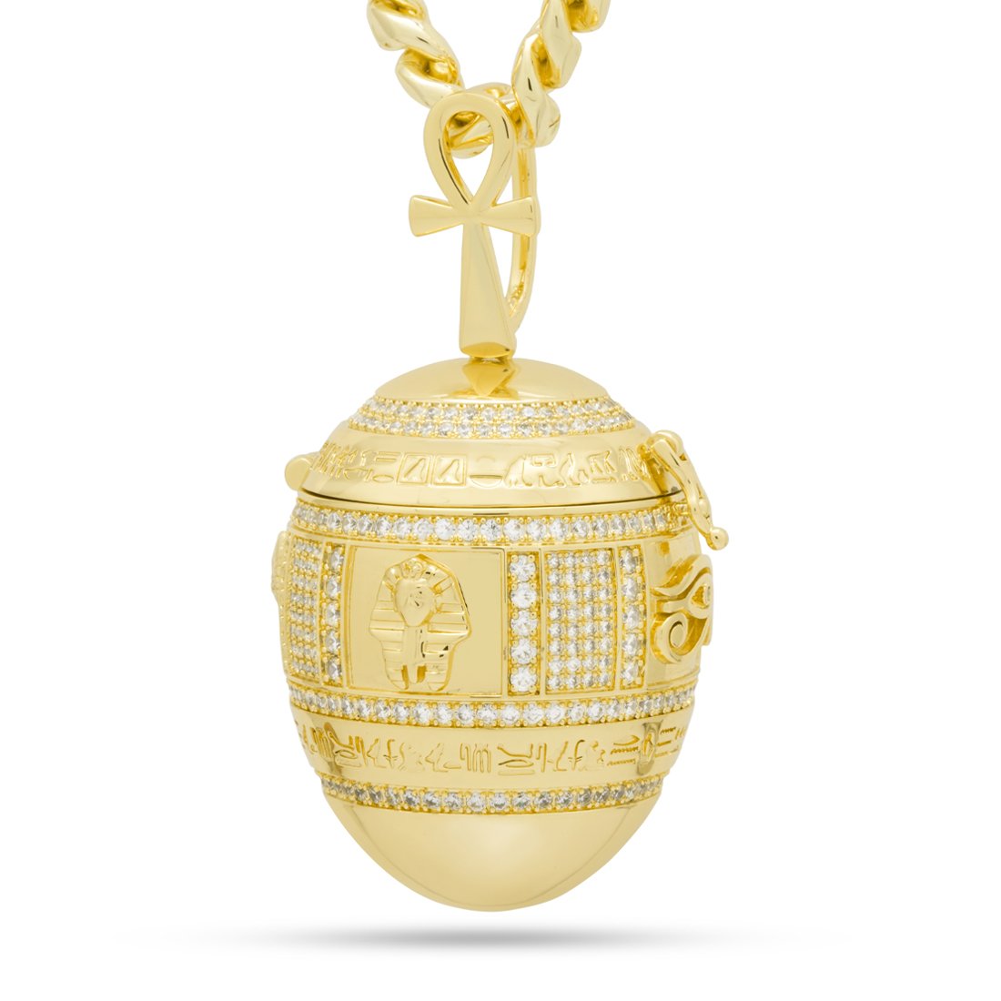 Golden Stash Egg of the Pharaoh Necklace  in  14K Gold / 3.1" by King Ice