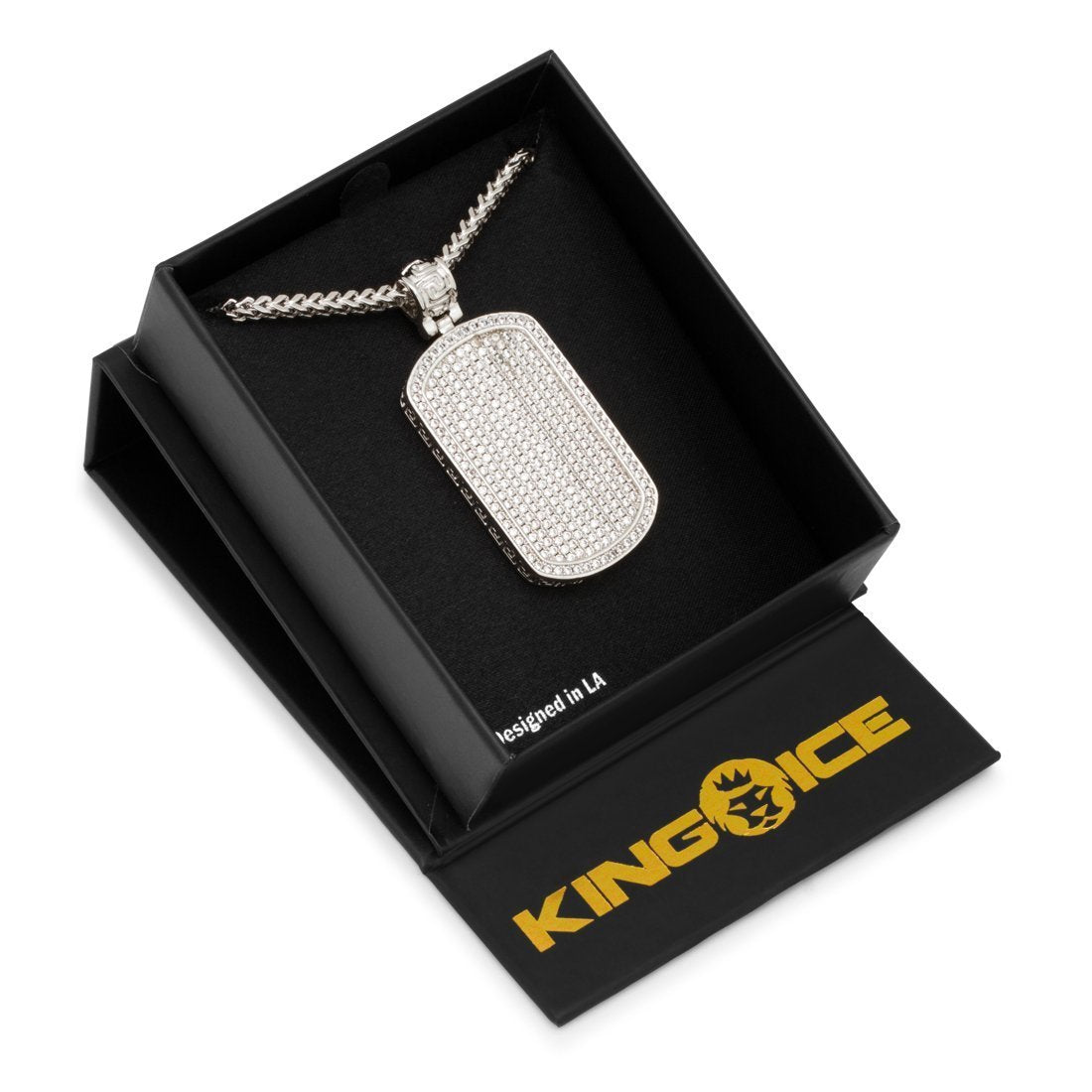 Iced Dog Tag Necklace  in  by King Ice