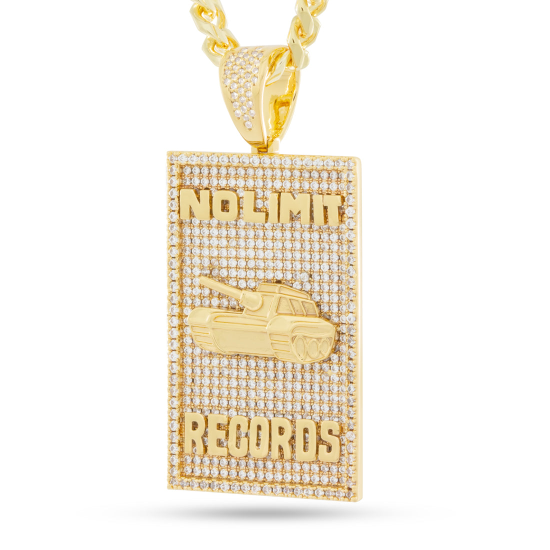No Limit Records x King Ice - 98 Dynasty Dog Tag Necklace  in  14K Gold / 1" by King Ice