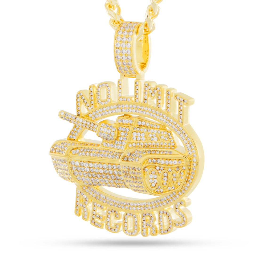 No Limit Records x King Ice - Iced 98 Logo Necklace  in  14K Gold / 2.1" by King Ice