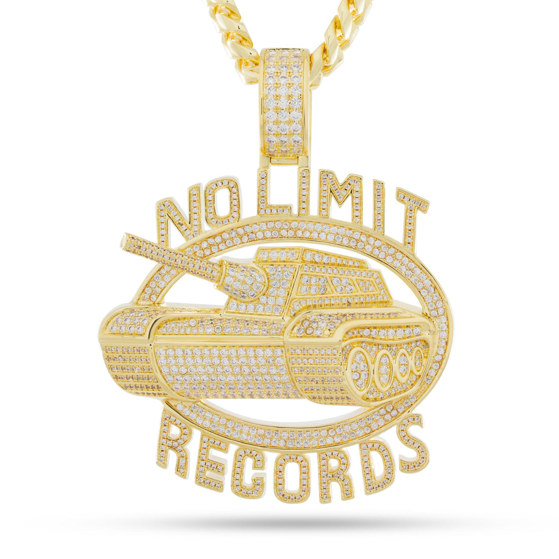 No Limit Records x King Ice - Iced 98 Logo Necklace  in  14K Gold / 3.3" by King Ice