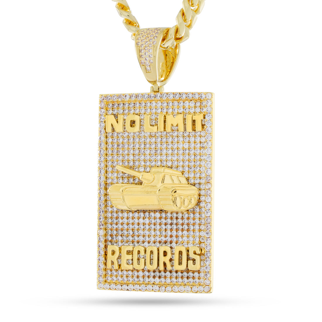 No Limit Records x King Ice - 98 Dynasty Dog Tag Necklace  in  14K Gold / 3.1" by King Ice