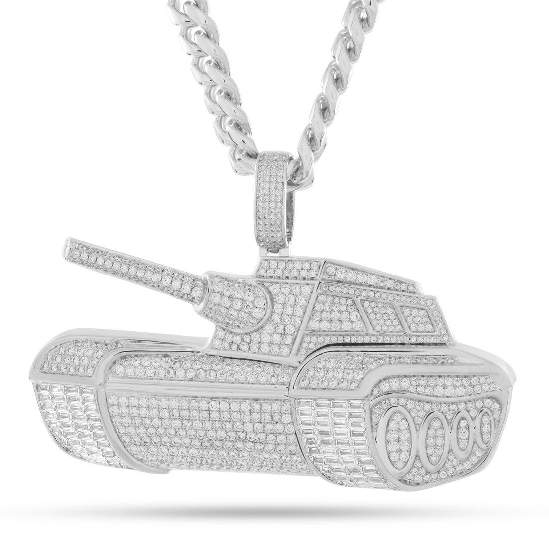 No Limit Records x King Ice - TRU Tank Necklace  in  White Gold / 3.2" by King Ice