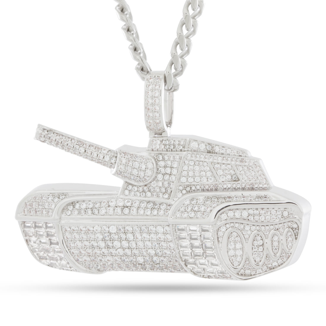 No Limit Records x King Ice - TRU Tank Necklace  in  White Gold / 1.6" by King Ice