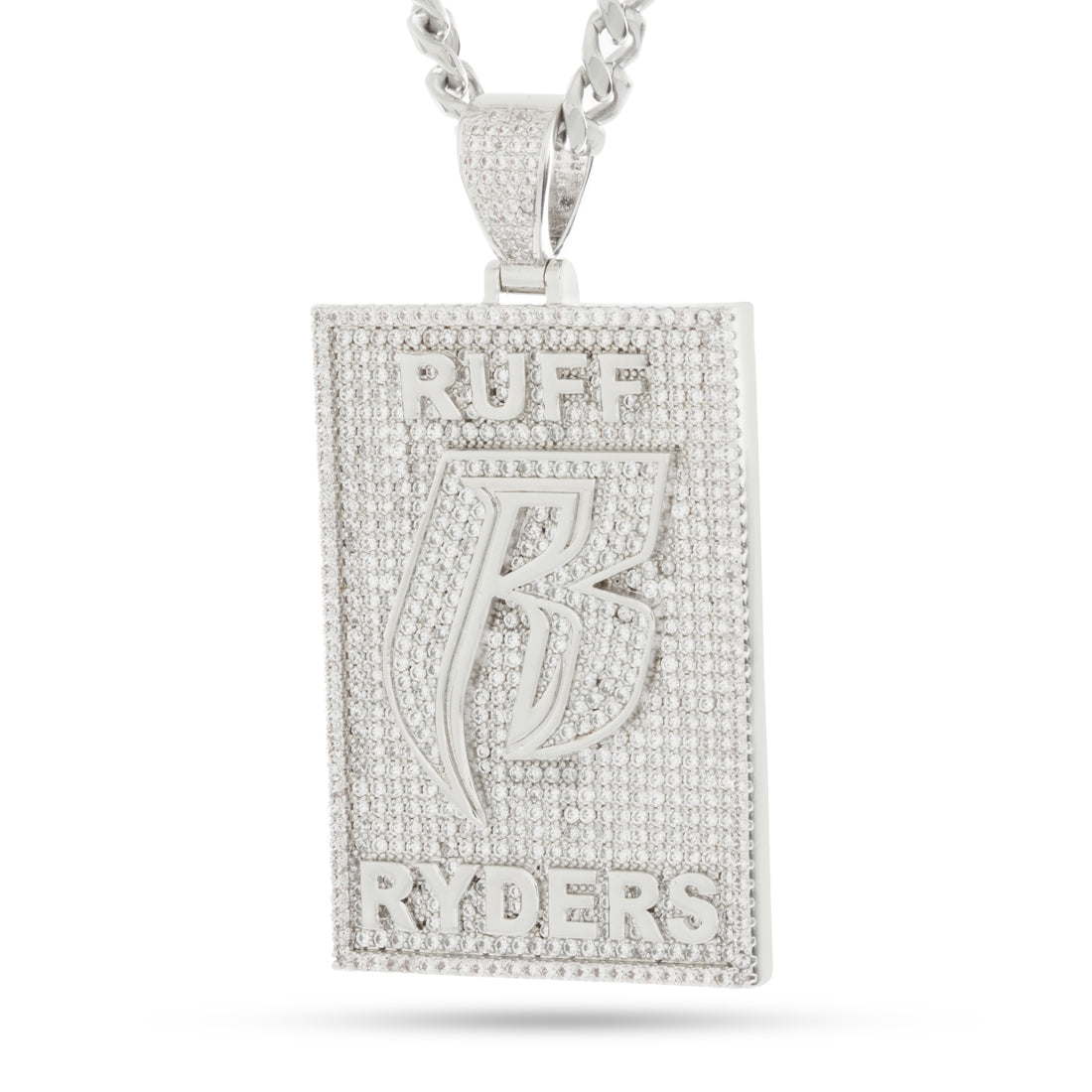 Ruff Ryders x King Ice - Dog Tag Logo Necklace  in  Gold Plated / White Gold / 2.5" by King Ice
